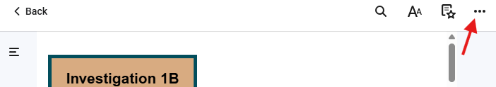 Online reader top menu with arrow pointed at right most icon